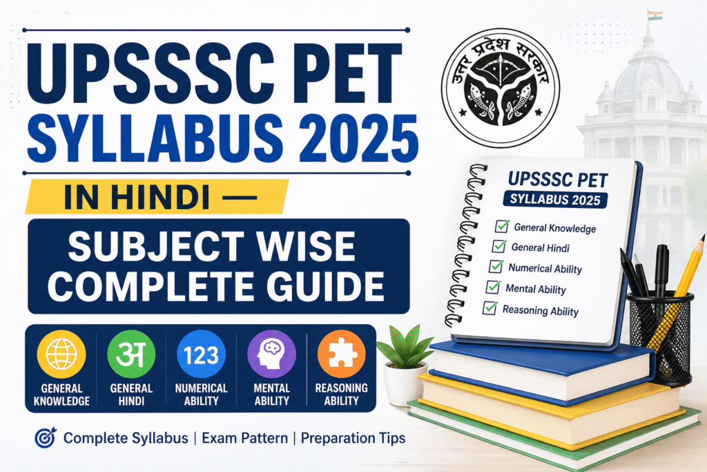 UPSSSC PET Syllabus 2025 in Hindi — Subject Wise Complete Guide
